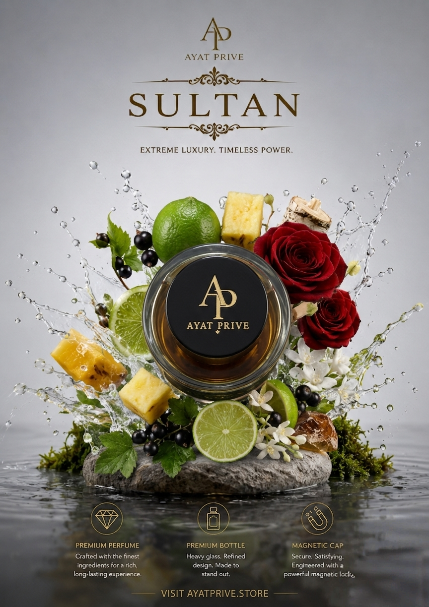 Sultan by Ayat Prive – luxury men's fragrance bottle side view